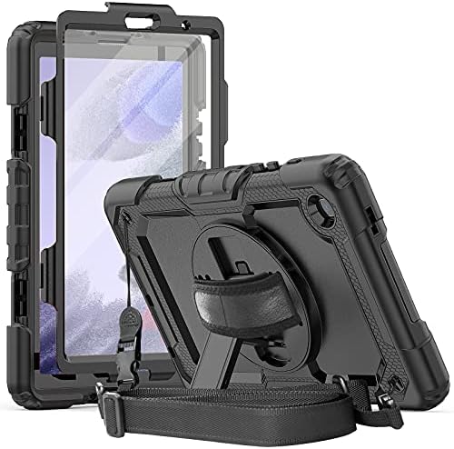 Herize Samsung Galaxy Tab A7 Lite Case 2021 със защитно фолио за екрана | Tab A7 Lite 8,7-Инчов калъф SM-T225/T220 | Удароустойчив за цялото тяло, Здрав Защитен калъф от твърда гума, с каишка за ръка,