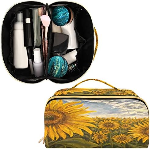 Косметичка за рисуване с маслени бои Слънчогледи, Големи Козметични чанти за жени, Пътни козметични чанти за Жени, Косметичка-Органайзер,