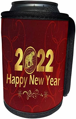 Триизмерно тигрового дизайн на Zero 2022 година, честита Нова година. - Опаковки за бутилки-охладител (cc_354837_1)
