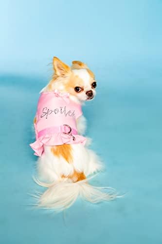 Колекция шлейек за кучета Doggy Dolly Parton с каишка и Ошейником, Розова Развалена Шлейка с Волани, Малка