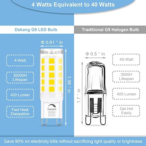 Dekang 8 Бр. Led лампа с регулируема яркост G9 5000 До Дневна светлина в Бял цвят за Кристал Полилеи, Двухконтактное Основата на T4 G9,