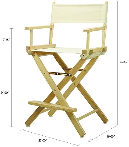 Casual Home 24 Режисьорско стол Естествена рамка от бял ленен плат, височина багажник