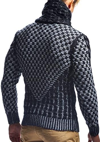 Мъжки вязаный пуловер На Nelson | Приталенная риза с дълги ръкави | Базова hoody с яка-шал и изкуствена кожа