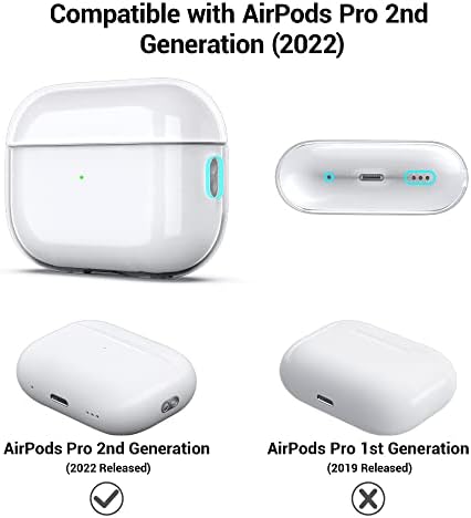 ULAK Съвместим калъф Airpods Pro 2-ро поколение, ясен, мек калъф от TPU AirPods Pro 2, с каишка за ръка, Женски, Мъжки, устойчив на удари, Прозрачен, защитен калъф за Apple Airpods Pro 2 (2022), HDCL