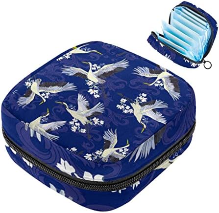 Чанта за съхранение на Хигиенни Кърпички Японски Две Птици Цветен Фон Женски Период Хигиенична Чанта За Съхранение на Тампони Чанта с