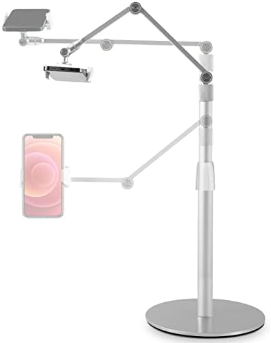 Горната поставка за таблет телефон Viozon, регулируема височина и ъгъл на наклона на 360 градуса, Алуминиева настолна стойка, съвместима