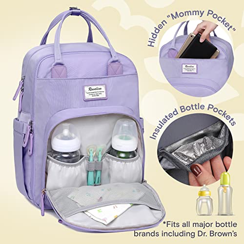 Раница-чанта за Памперси RUVALINO, Многофункционална Раница За пътуване, Чанти за Свободни бременни, Голям Капацитет, Водоустойчив, Стилен, Taro Purple
