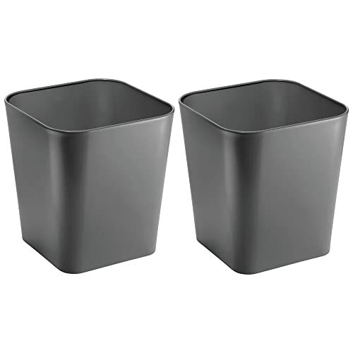 mDesign Малка Квадратна Метална кош за отпадъци с обем 2,3 Литра, Кошчето за Баня, Дамски стаи, Спални - За отпадъци и рециклиране - Unity Collection - 2 опаковки - Slate