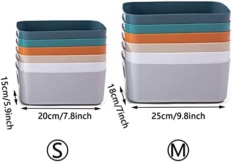 6 бр. цветна пластмасова кошница за багаж, колички за рафтове в банята, кухненски кутии за съхранение в склада (среден размер)