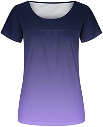 Дамски Памучен Тениска Свободно Намаляване с Кръгло Деколте и Цветен Модел на Свободния Намаляване, Топ за Почивка, Тениска за Момичета,