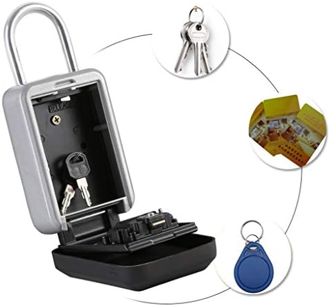 Кутия за ключове с парола, Стенни кутия за ключове, Кутия за съхранение, Кутия за ключове от парола за кола, Метален заключване с парола, кутия за ключове (Цвят: черен
