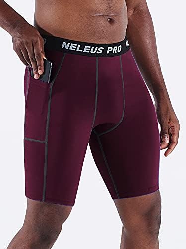 Мъжки Компресия шорти NELEUS с джоб Dry Fit за йога и джогинг Опаковка от 3