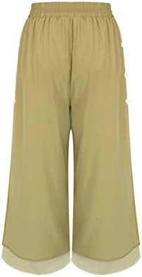 MIASHUI Дамски Ежедневни Панталони Големи Размери Дамски спортни Панталони-Капри с Катарама Памучни Ленени Скъсяване на Панталони Големи Размери за Жените