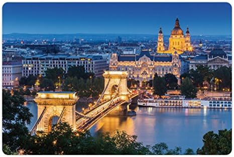 Foldout Европейския Подложка за домашни за храна и вода, Старият мост в Будапеща, Традиционна Европейска култура, Градски Стария град, с Правоъгълна Нескользящий Гуме?