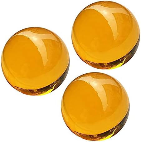 Декоративни топки CHENGXINWENHUA за чаши и Вази, Комплект от 3 Кристални топки с диаметър 3 инча, обхват за фотоапарат и Обхват на снимане (Амбър)