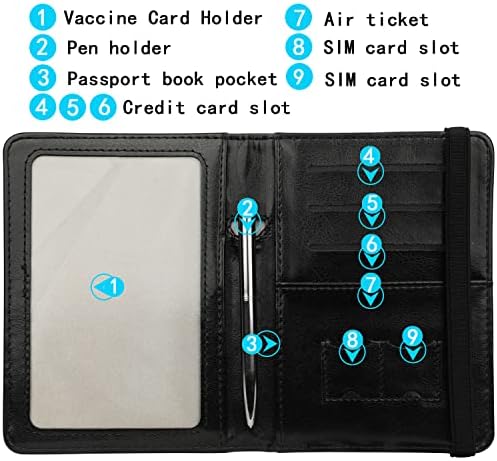 GDTK Кожен Калъф за притежателя на паспорта, Блокиране на RFID Пътен портфейла (черен)