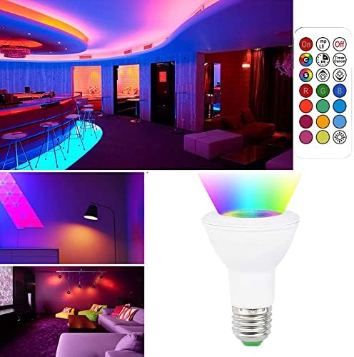 Lxcom Lighting Led Лампи, които променят Цвета, 10 W RGB + Студен Бял led PAR20 с регулируема Яркост, Цветна лампа с функция за дистанционно