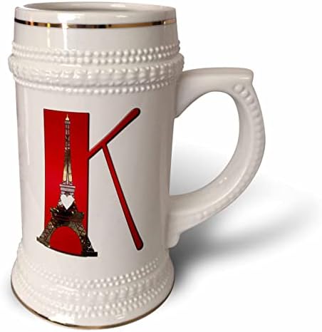 Триизмерна Червен монограм С инициалом K С участието на Айфеловата кула - чаша за стейна на 22 унция (stn_354680_1)
