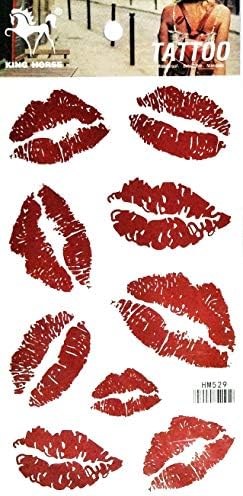 NipitShop 1 Лист 3D Цветни Червени Устни целувка Боди Арт Временни Татуировки Водоустойчив Стикер