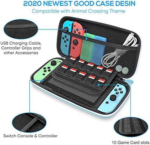 Комплект аксесоари, съвместими с Nintendo Switch - Комплекти 12 в 1, съвместими с Animal Crossing, с калъф за носене, защитно фолио за